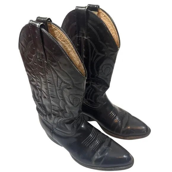 Calexico Tu Estilo Vaquero Black Western Cowboy Boots Mens Size 9 Shiny Patent