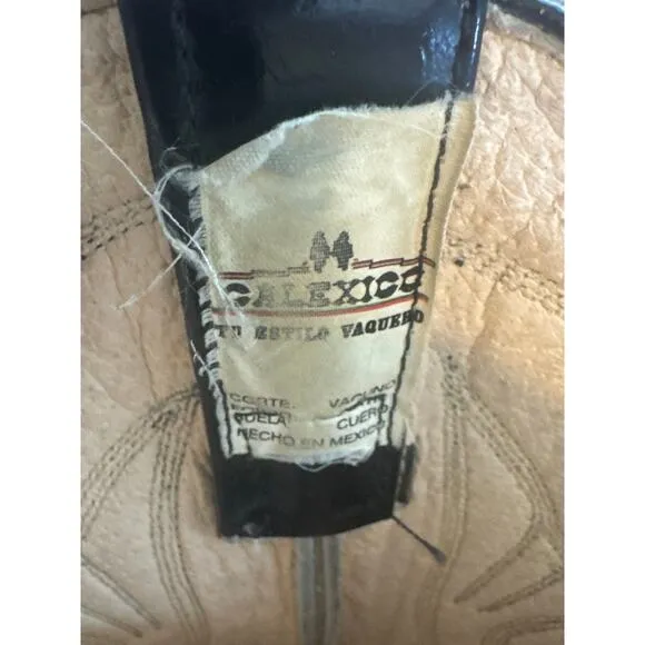 Calexico Tu Estilo Vaquero Black Western Cowboy Boots Mens Size 9 Shiny Patent