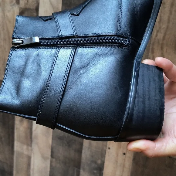 Calto Height Increasing 3.3&quot; Elevator Black Leather Harness Western Zip Up Boots
