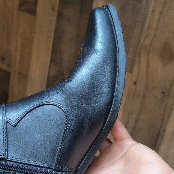 Calto Height Increasing 3.3&quot; Elevator Black Leather Harness Western Zip Up Boots