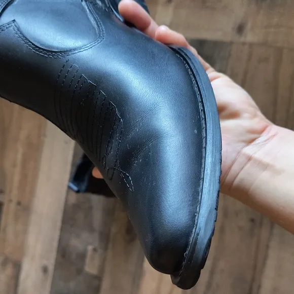 Calto Height Increasing 3.3&quot; Elevator Black Leather Harness Western Zip Up Boots