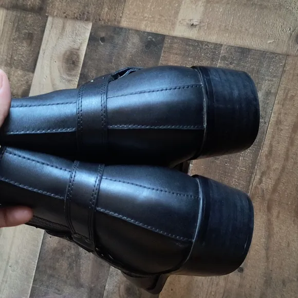 Calto Height Increasing 3.3&quot; Elevator Black Leather Harness Western Zip Up Boots