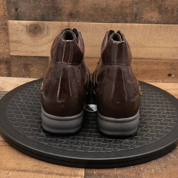 CALTO INVISIBLE HEIGHT MENS BOOTS BROWN ANKLE LACE UP HIDDEN HEEL SIZE 11.5