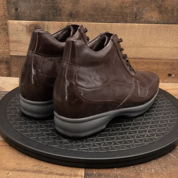CALTO INVISIBLE HEIGHT MENS BOOTS BROWN ANKLE LACE UP HIDDEN HEEL SIZE 11.5