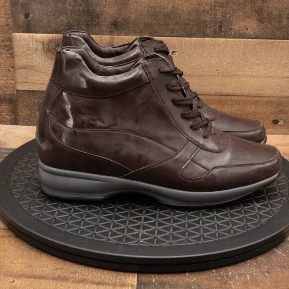 CALTO INVISIBLE HEIGHT MENS BOOTS BROWN ANKLE LACE UP HIDDEN HEEL SIZE 11.5