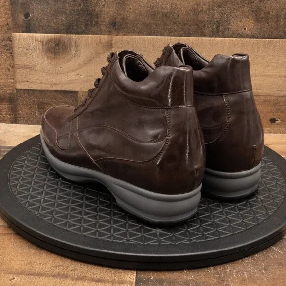 CALTO INVISIBLE HEIGHT MENS BOOTS BROWN ANKLE LACE UP HIDDEN HEEL SIZE 11.5