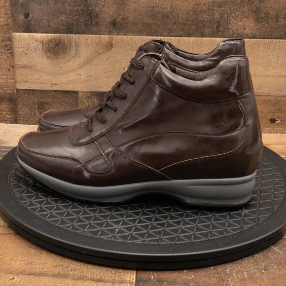 CALTO INVISIBLE HEIGHT MENS BOOTS BROWN ANKLE LACE UP HIDDEN HEEL SIZE 11.5