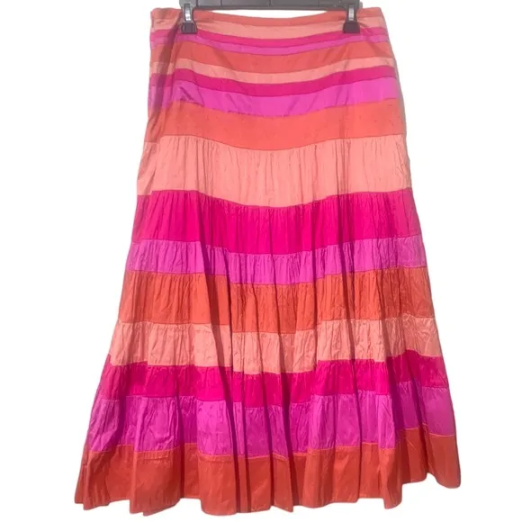 Calypso St Barth Skirt in Gorgeous 100% silk Tiered midi/maxi skirt sz M