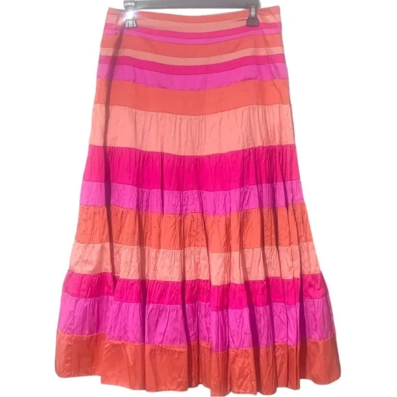 Calypso St Barth Skirt in Gorgeous 100% silk Tiered midi/maxi skirt sz M