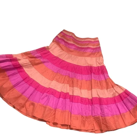Calypso St Barth Skirt in Gorgeous 100% silk Tiered midi/maxi skirt sz M