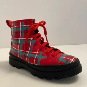 Camper | Kids' Brutus plaid leather lace-up boots (with side zip)