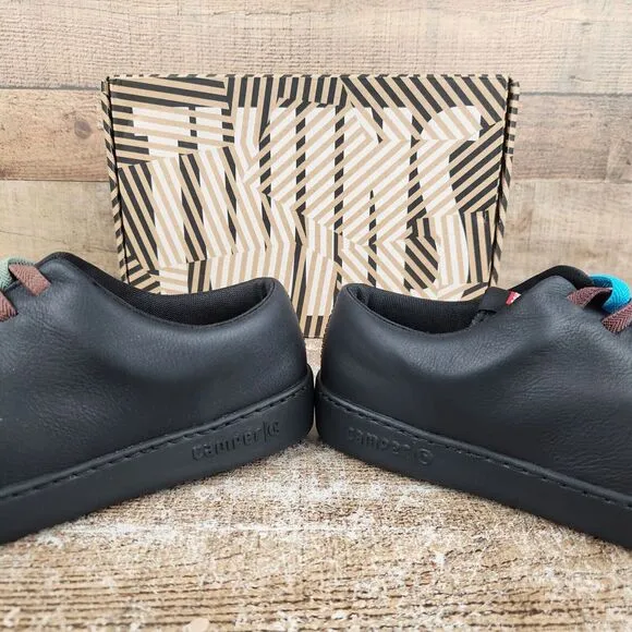 Camper Twins EU 41, Men 8 Wmn 10 Black Leather Classic Low Top Comfort‎ Sneakers