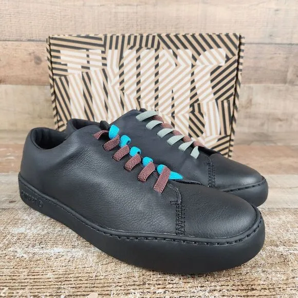 Camper Twins EU 41, Men 8 Wmn 10 Black Leather Classic Low Top Comfort‎ Sneakers