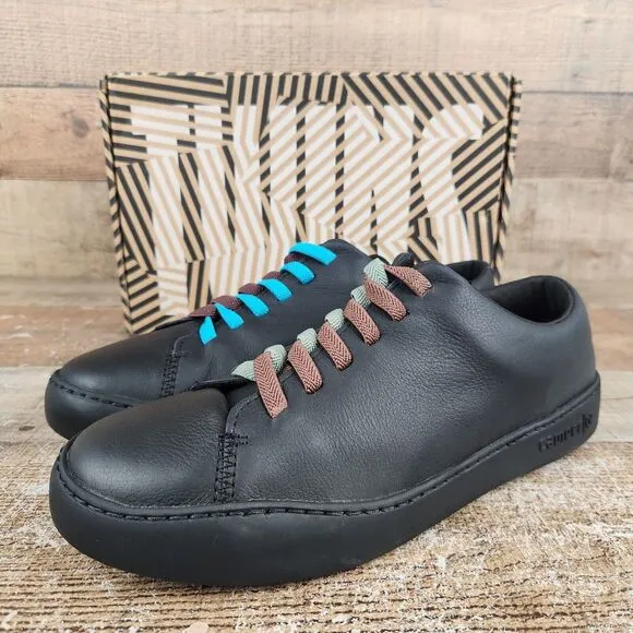 Camper Twins EU 41, Men 8 Wmn 10 Black Leather Classic Low Top Comfort‎ Sneakers