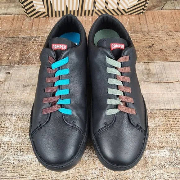 Camper Twins EU 41, Men 8 Wmn 10 Black Leather Classic Low Top Comfort‎ Sneakers