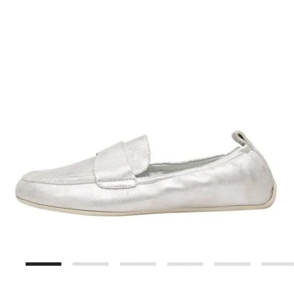 Candice Cooper Silver Leather  Loafers, Size 38, NWT