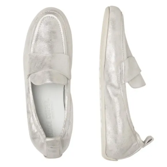 Candice Cooper Silver Leather  Loafers, Size 38, NWT