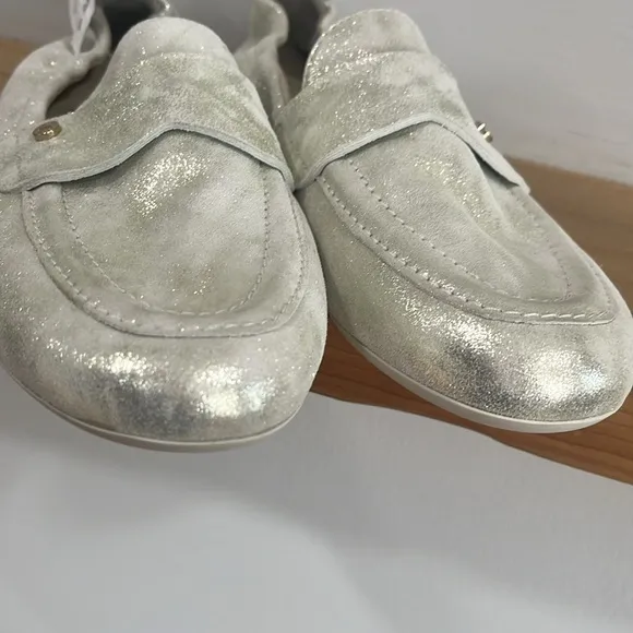 Candice Cooper Silver Leather  Loafers, Size 38, NWT
