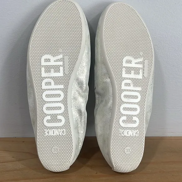 Candice Cooper Silver Leather  Loafers, Size 38, NWT