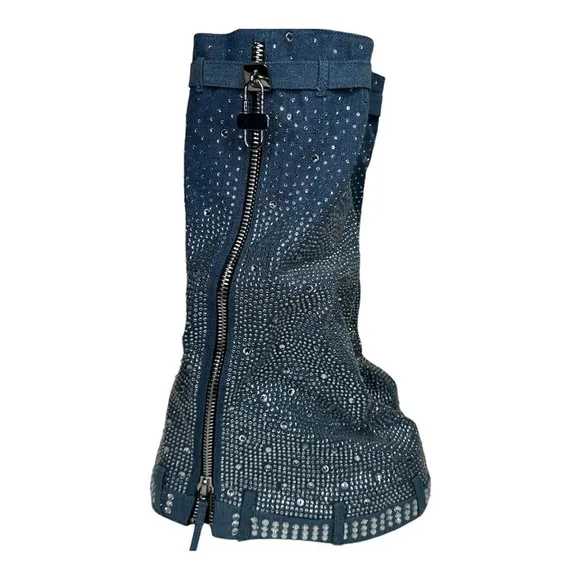 Cape Robbin Kastel Denim Rhinestone Rainbow Platform Boots. Sz: 6
