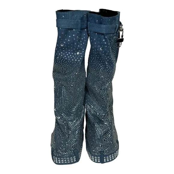 Cape Robbin Kastel Denim Rhinestone Rainbow Platform Boots. Sz: 6