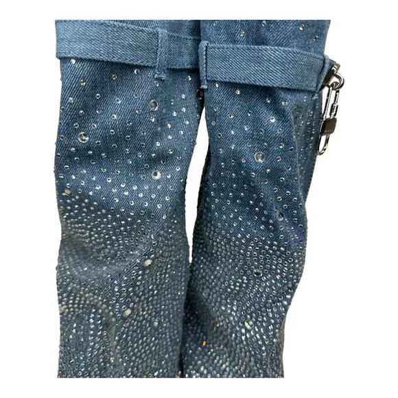 Cape Robbin Kastel Denim Rhinestone Rainbow Platform Boots. Sz: 6