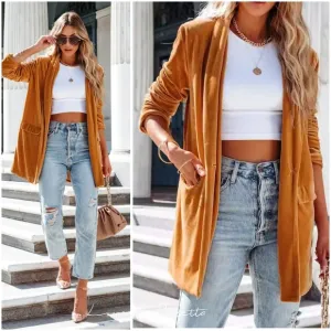 Caramel Timeless Button-up Blazer