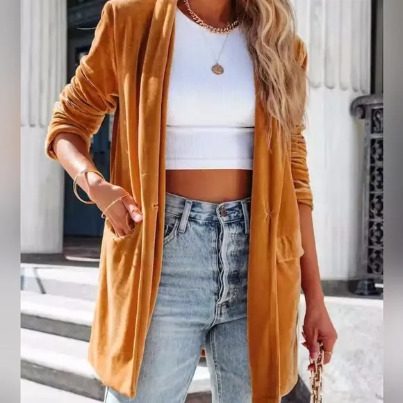 Caramel Timeless Button-up Blazer