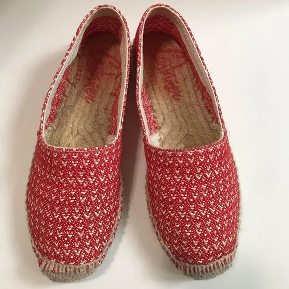 Castaner Red &amp; White Pattern 'Kim' Flat Espadrilles Size 5/EU 35 Made in Spain
