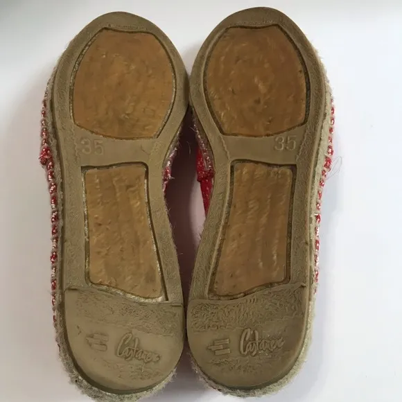 Castaner Red &amp; White Pattern 'Kim' Flat Espadrilles Size 5/EU 35 Made in Spain