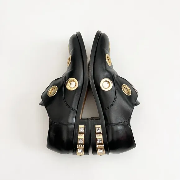 Cavallini Black Leather Studded Loafers 38.5