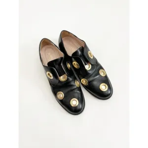 Cavallini Black Leather Studded Loafers 38.5