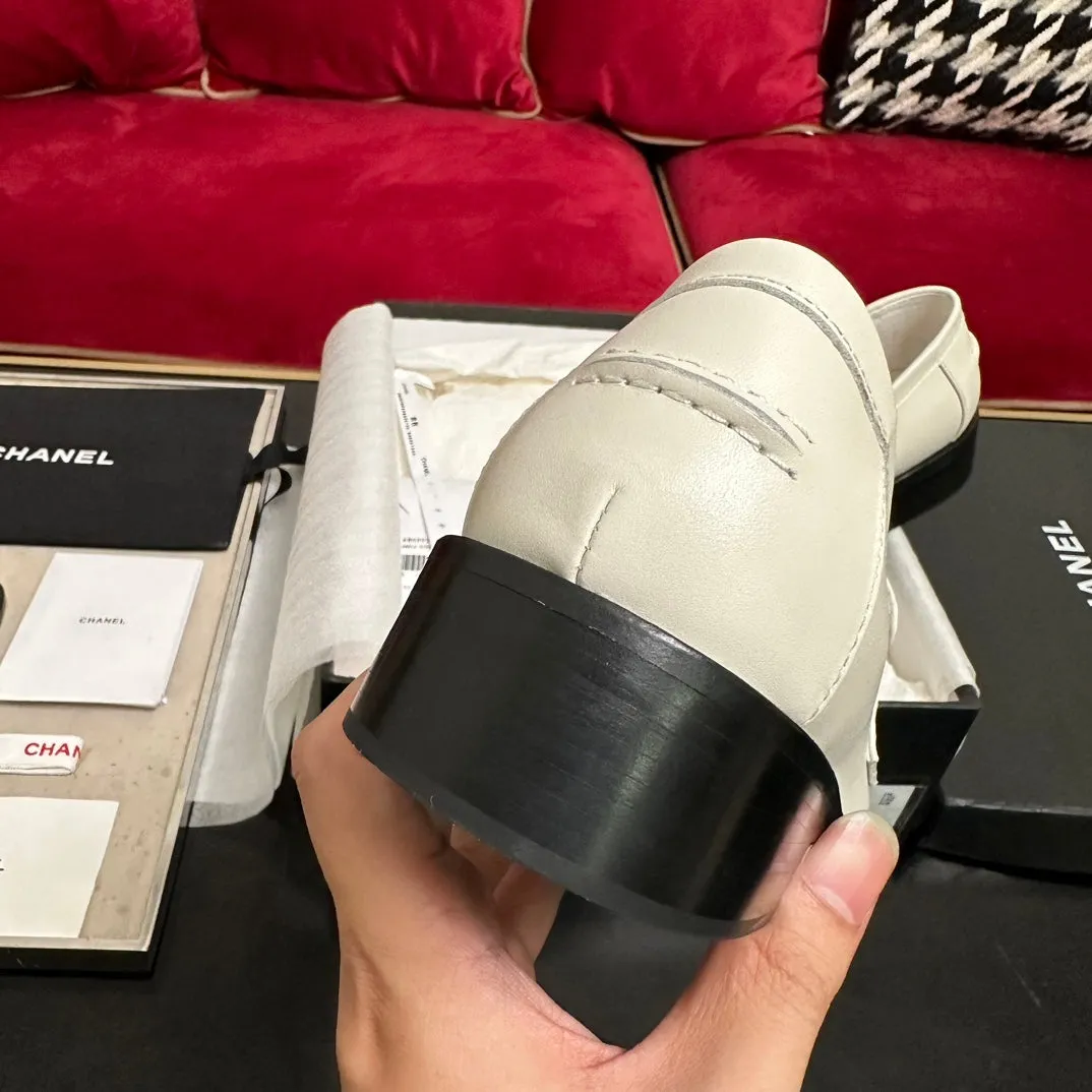 CC Moccasins White Calfskin