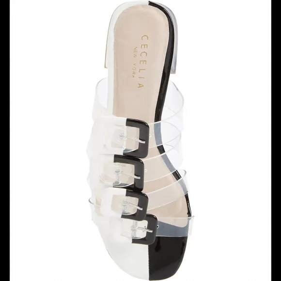 CECELIA Lincoln Strappy Clear Slide Sandals Mules