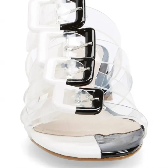 CECELIA Lincoln Strappy Clear Slide Sandals Mules