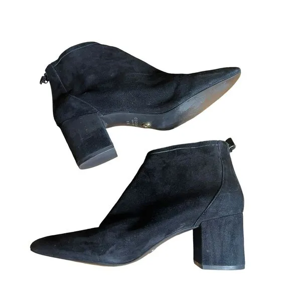 Cecelia New York Suede Leather Nolton Ankle Bootie Black Boots Size 9.5 B