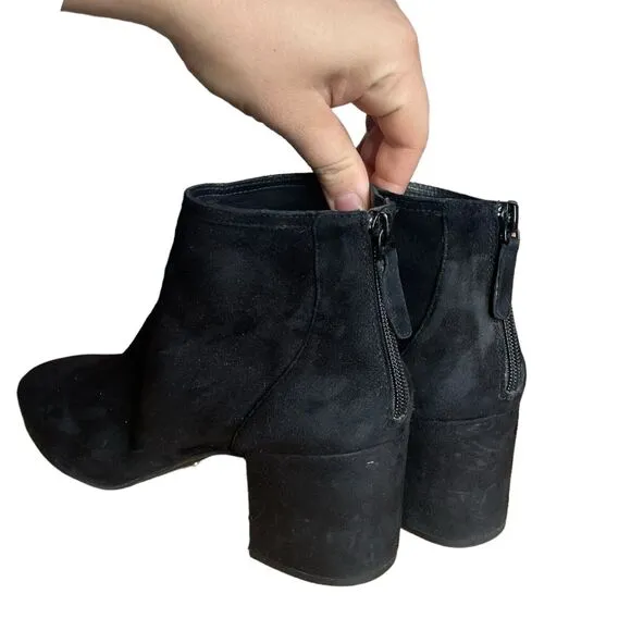 Cecelia New York Suede Leather Nolton Ankle Bootie Black Boots Size 9.5 B
