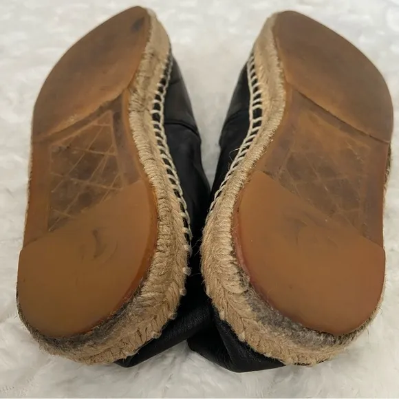 Chanel Black Lambskin Espadrilles Flats Slip on CC Logo