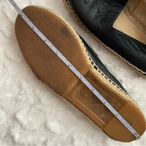 Chanel Black Lambskin Espadrilles Flats Slip on CC Logo