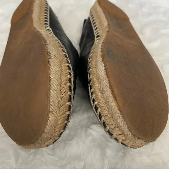Chanel Black Lambskin Espadrilles Flats Slip on CC Logo