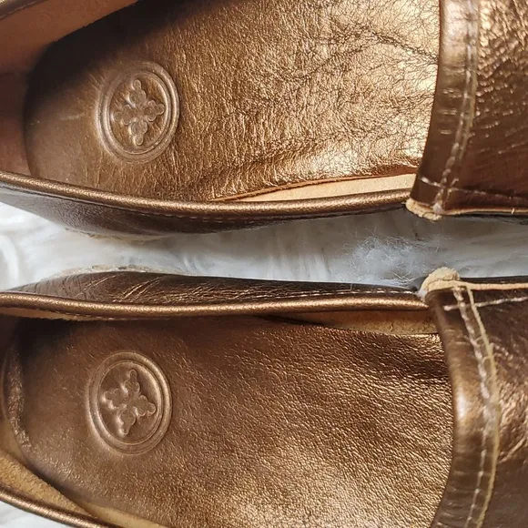 Charleston Shoe Co. Size 5 Dunes Bronze Leather Espadrilles.