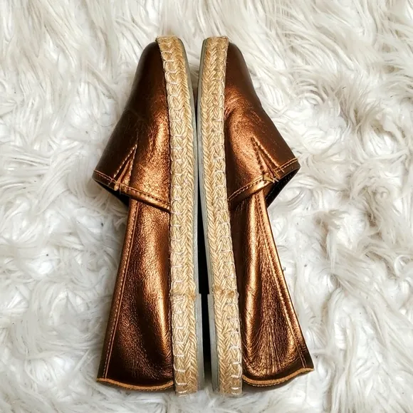 Charleston Shoe Co. Size 5 Dunes Bronze Leather Espadrilles.