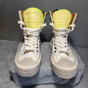 Chloe Clint High Top Sneakers Leather Soft‎ White Size 36 Designer Size 6