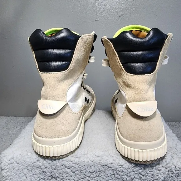 Chloe Clint High Top Sneakers Leather Soft‎ White Size 36 Designer Size 6