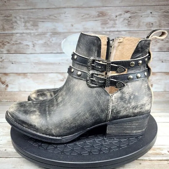 Circle G Women's Size 9.5 Harness and Studded Grey Western Round Toe Boots