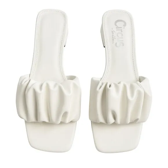 Circus by Sam Edelman White Ruffle Padded Slide Sandals | Size 9.5 | NWOB | $90