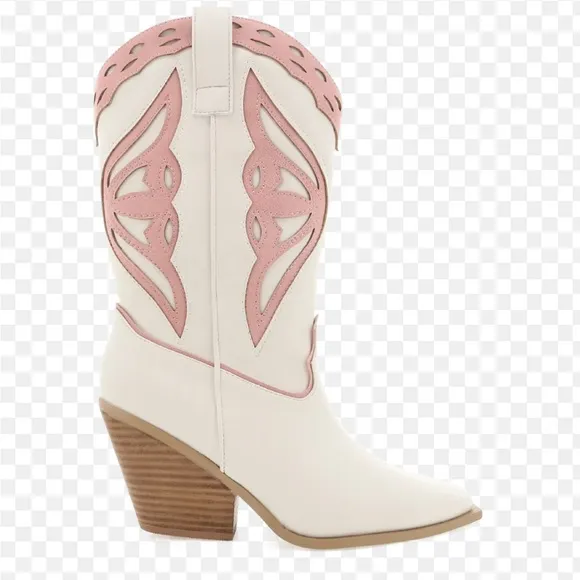 Clair Rise Pink and White Cowboy Boots NWOT size 9