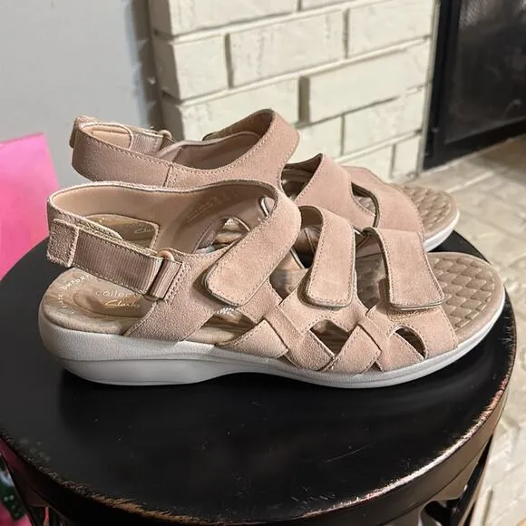 Clarks Collection Suede Sport Sandals - Alexis Band Women’s Size 10