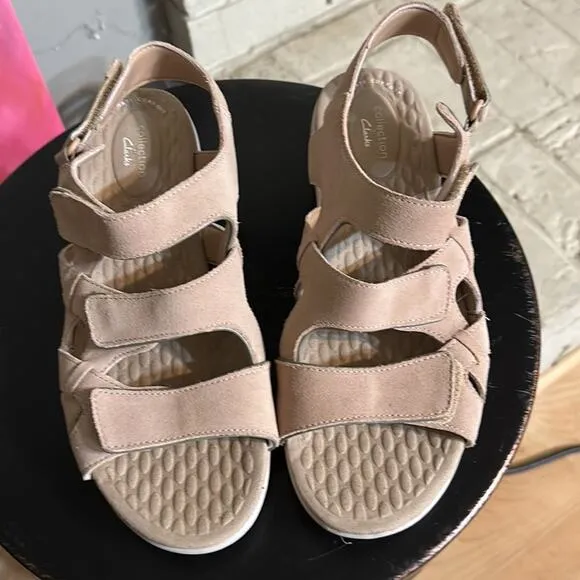 Clarks Collection Suede Sport Sandals - Alexis Band Women’s Size 10
