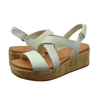 Clarks - Kimmei Cork Leather Platform Wedge Sandals